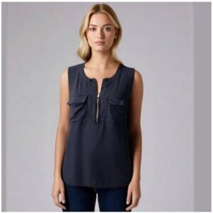 Ellen Tracy blue short sleeve top SZ Medium